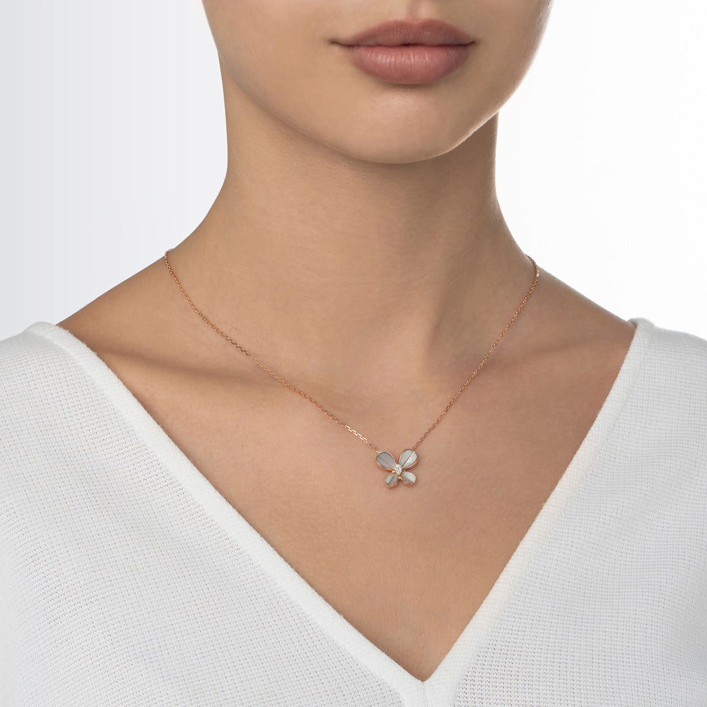 Marquise Butterfly Rose Gold Large Necklace - Samra Jewellery - Diamond Jewellery - BUTTERFLIES