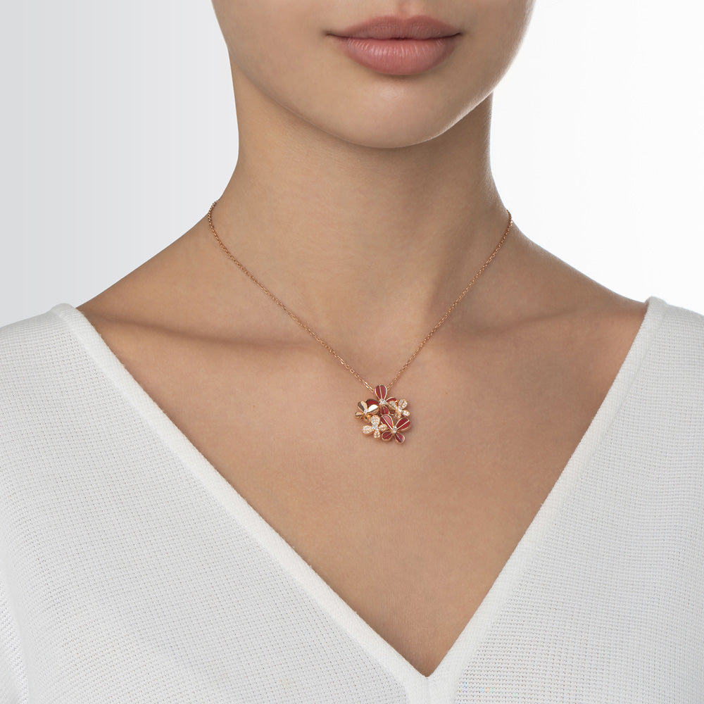 Marquise Butterfly Rose Gold Multi Necklace - Samra Jewellery - Diamond Jewellery - BUTTERFLIES
