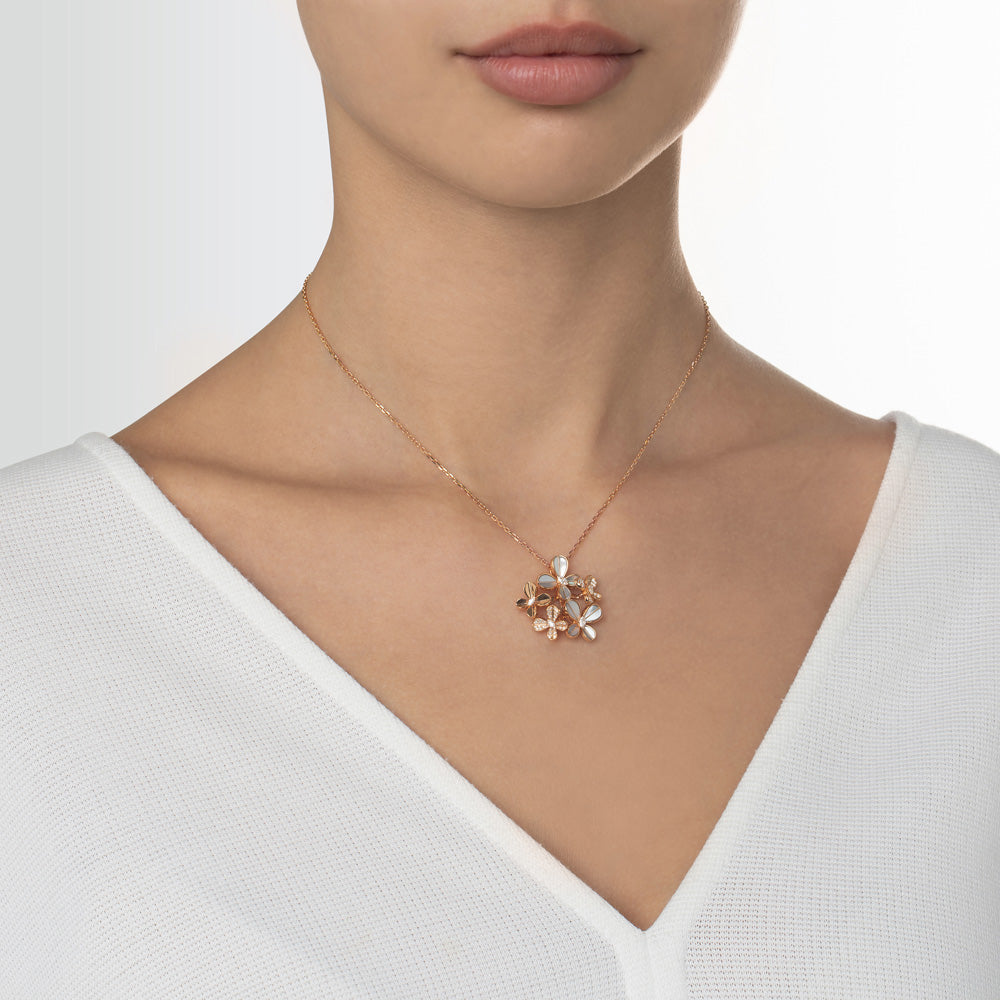 Marquise Butterfly Rose Gold Multi Necklace - Samra Jewellery - Diamond Jewellery - BUTTERFLIES