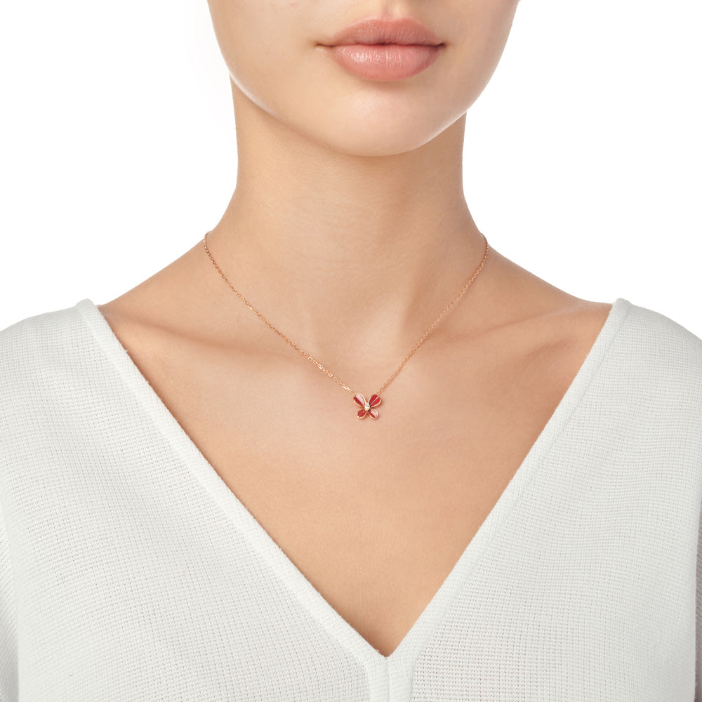 Marquise Butterfly Rose Gold Small Necklace - Samra Jewellery - Diamond Jewellery - BUTTERFLIES