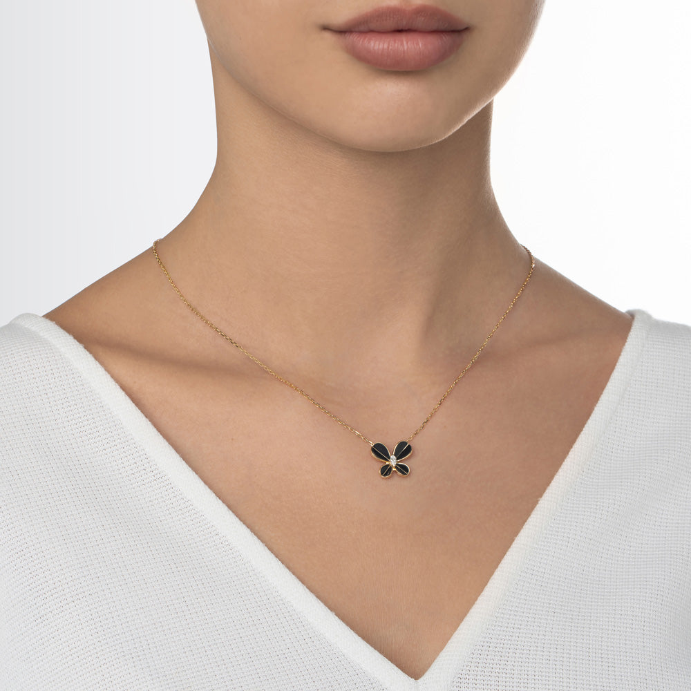 Marquise Butterfly Yellow Gold Large Necklace - Samra Jewellery - Diamond Jewellery - BUTTERFLIES