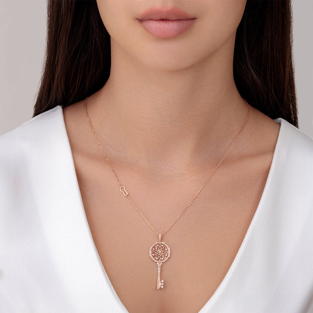 Muftah Turath Medium Key Necklace - Samra Jewellery - Diamond Jewellery - TURATH