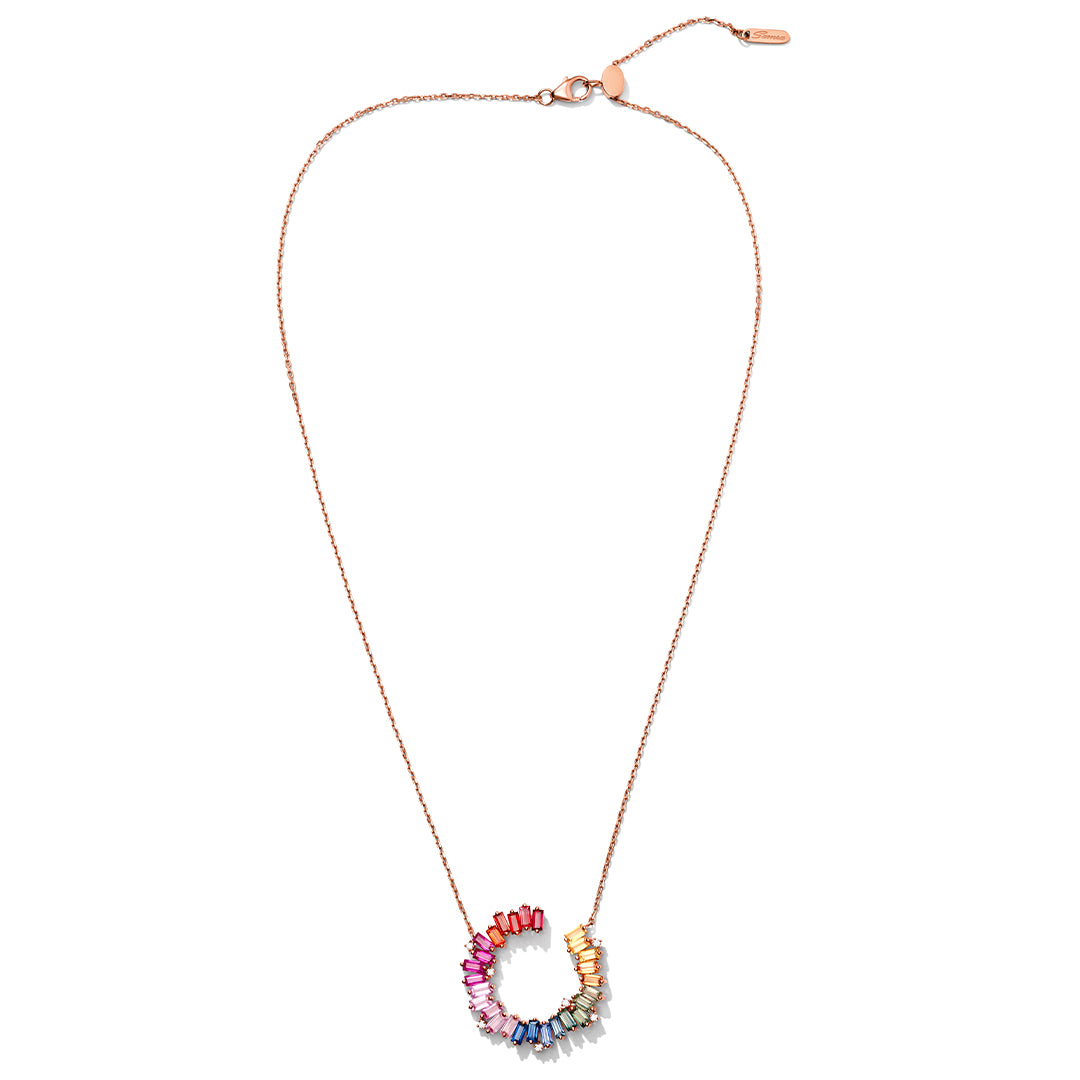 Noor Rose Gold Baguette Sapphires Necklace - Samra Jewellery - Diamond Jewellery - NOOR