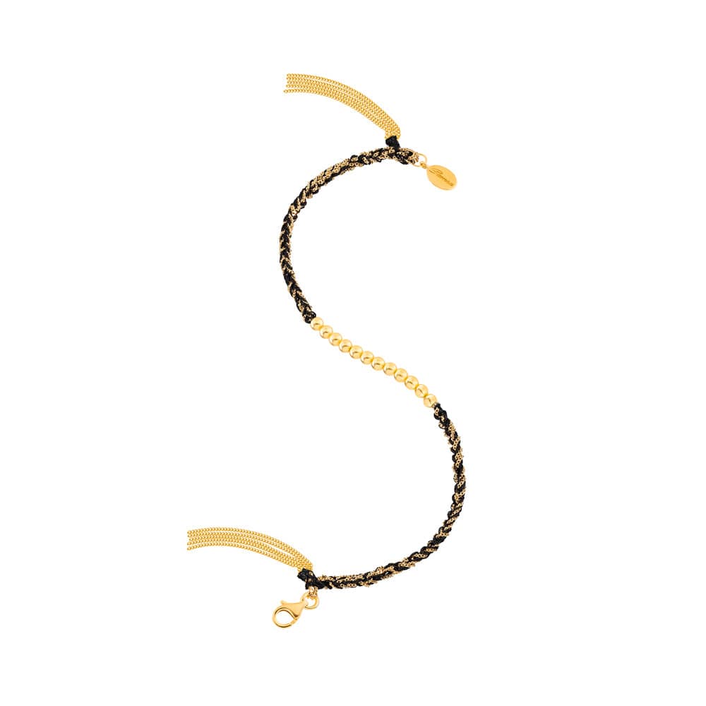 Sukar Bracelet Yellow Gold Black Fine Silk - Samra Jewellery - Diamond Jewellery - SUKAR