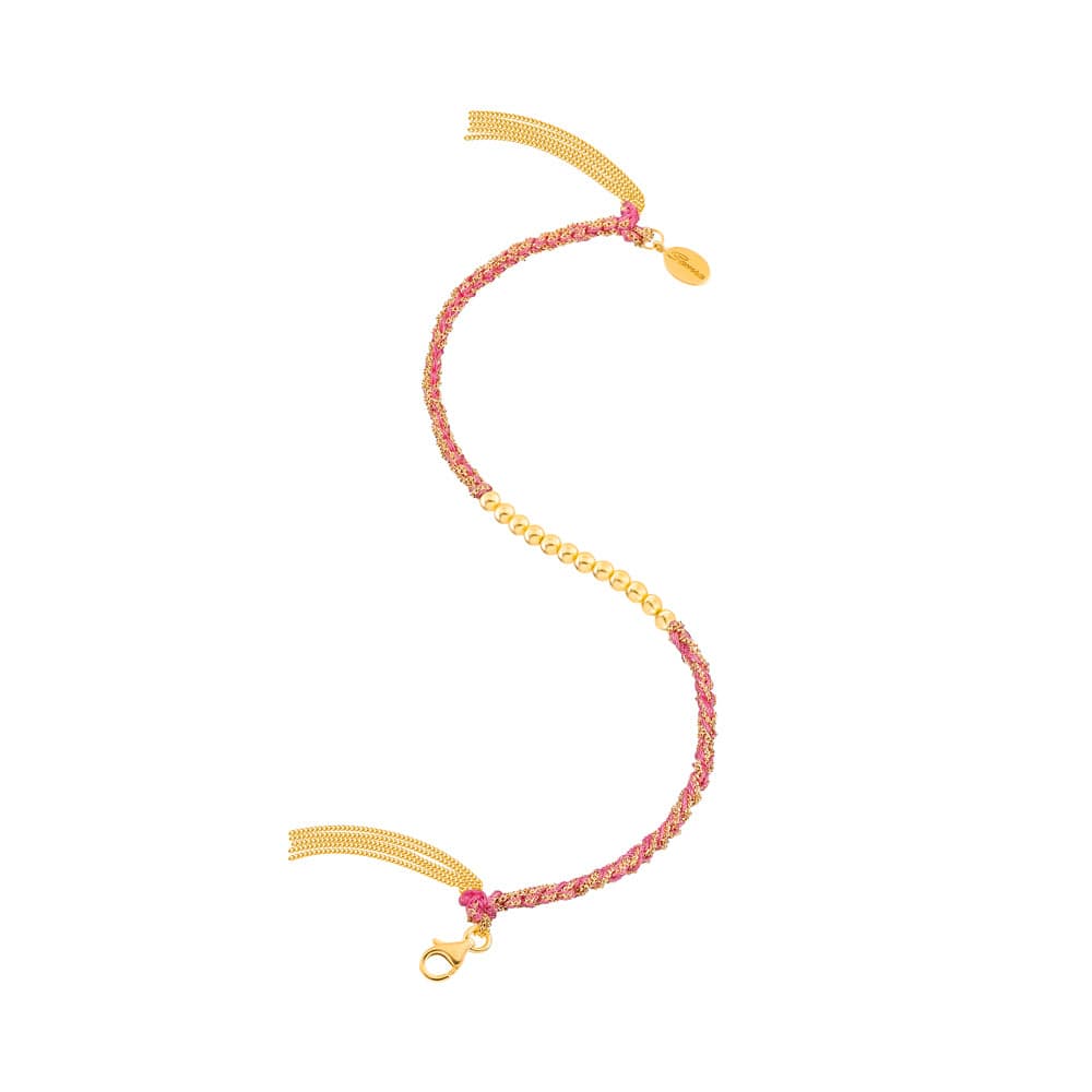 Sukar Bracelet Yellow Gold Pink Fine Silk - Samra Jewellery - Diamond Jewellery - SUKAR