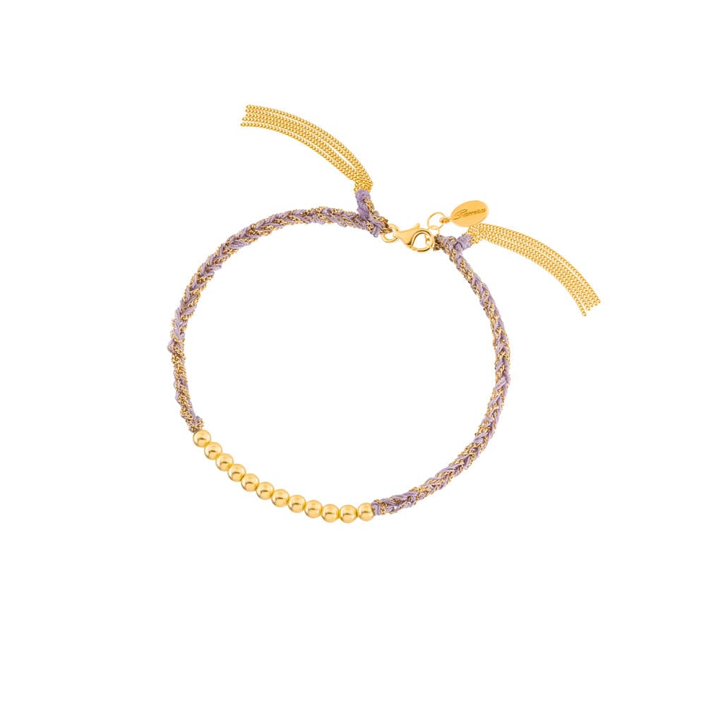 Sukar Bracelet Yellow Gold Purple Fine Silk - Samra Jewellery - Diamond Jewellery - SUKAR