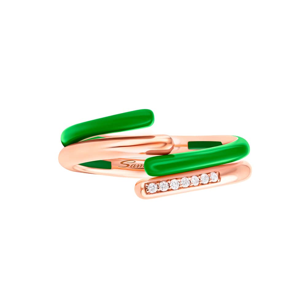 Sukar Ring Green Ceramic Enamel - Samra Jewellery - Diamond Jewellery - SUKAR