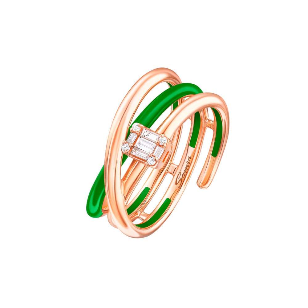 Sukar Ring Green Ceramic Enamel - Samra Jewellery - Diamond Jewellery - SUKAR