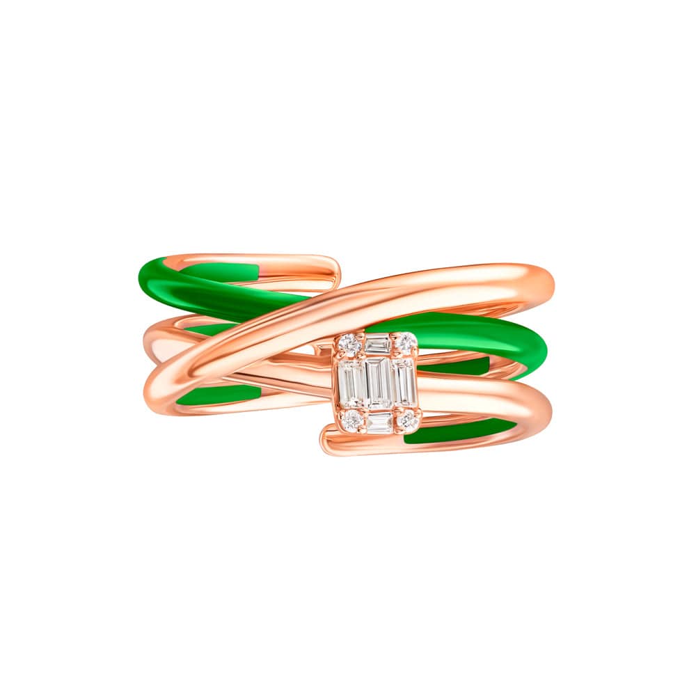 Sukar Ring Green Ceramic Enamel - Samra Jewellery - Diamond Jewellery - SUKAR