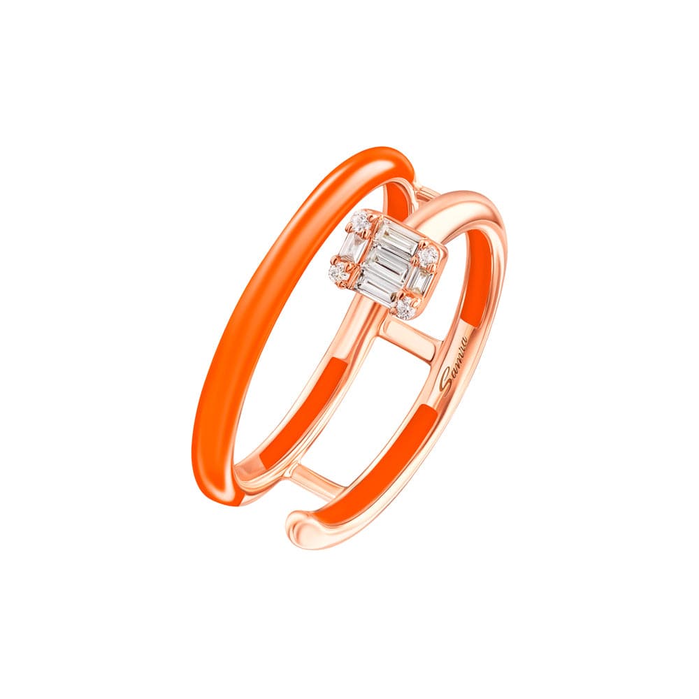 Sukar Ring Neon Orange Ceramic Enamel - Samra Jewellery - Diamond Jewellery - SUKAR