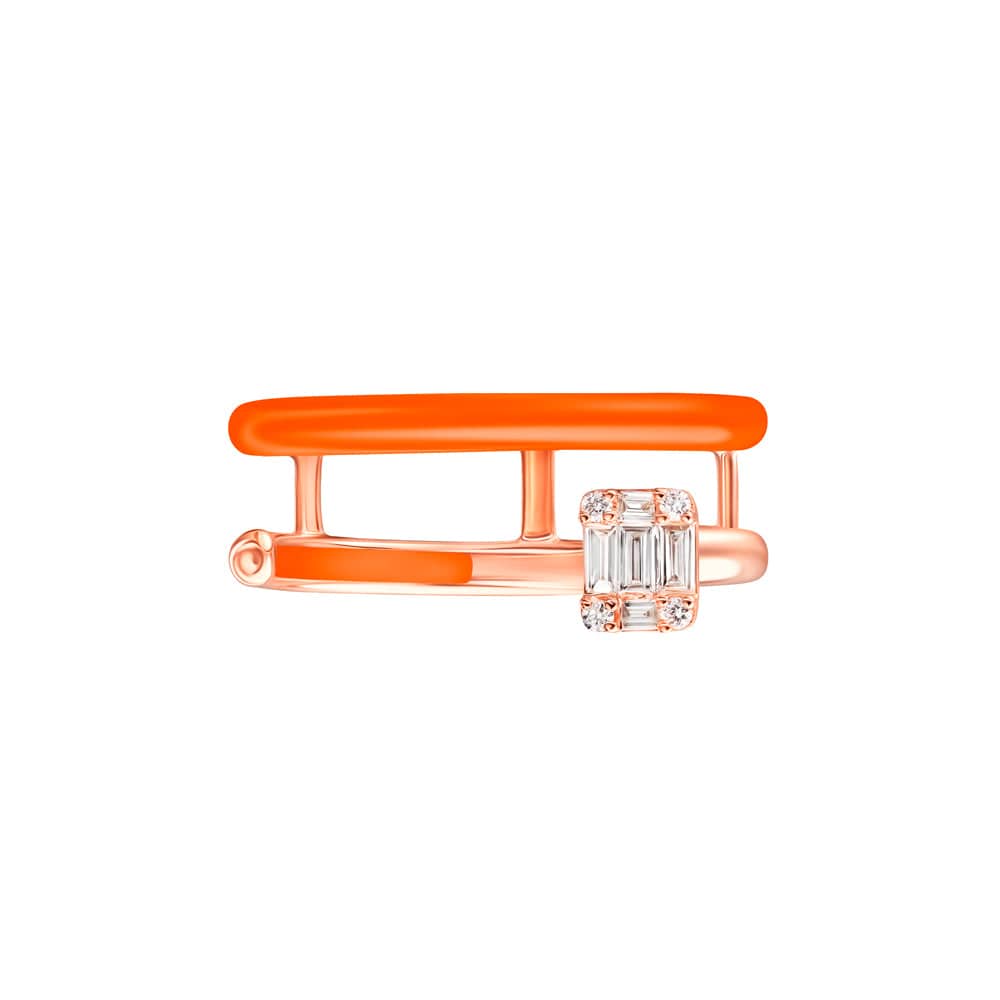 Sukar Ring Neon Orange Ceramic Enamel - Samra Jewellery - Diamond Jewellery - SUKAR