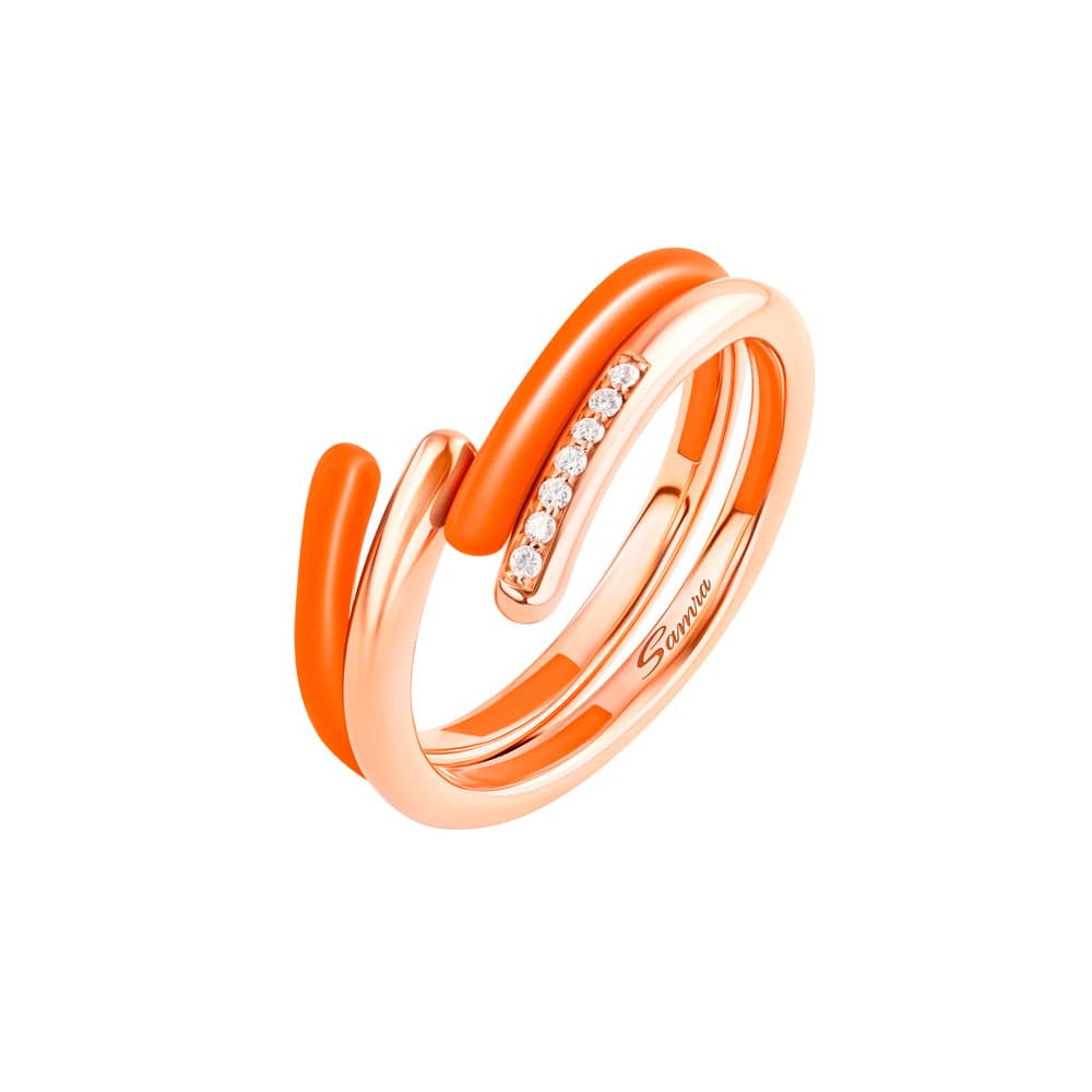 Sukar Ring Neon Orange Ceramic Enamel - Samra Jewellery - Diamond Jewellery - SUKAR