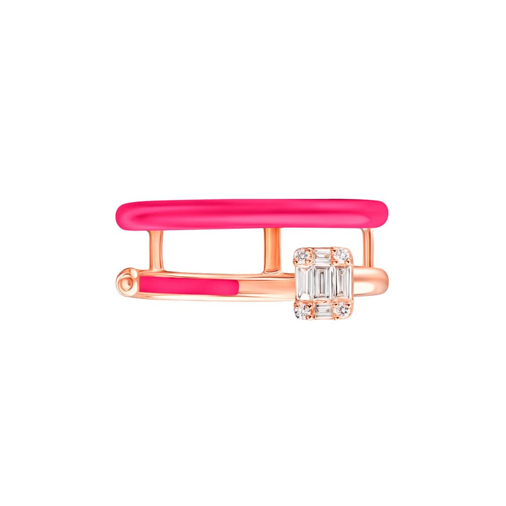 Sukar Ring Neon Pink Ceramic Enamel - Samra Jewellery - Diamond Jewellery - SUKAR