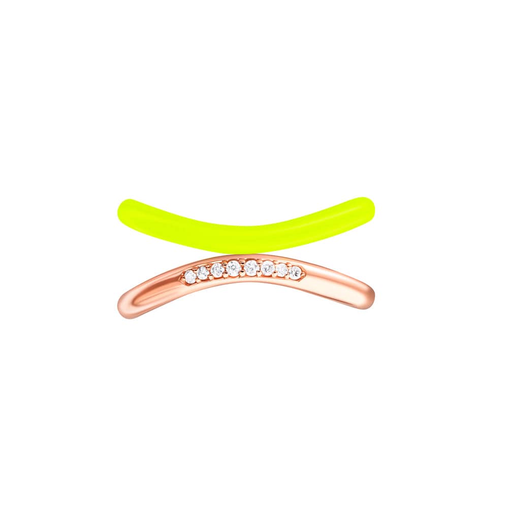 Sukar Ring Neon Yellow Ceramic Enamel - Samra Jewellery - Diamond Jewellery - SUKAR