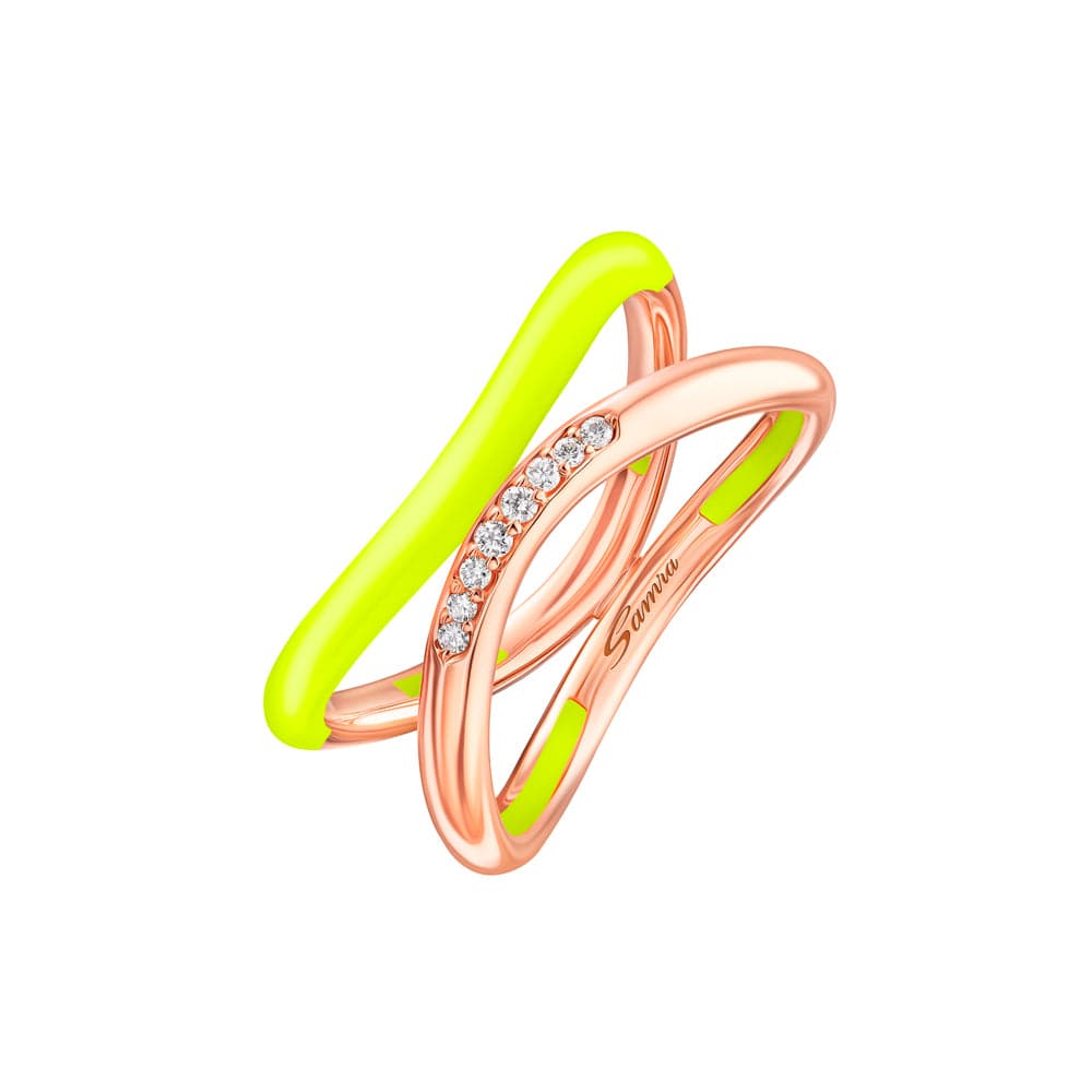 Sukar Ring Neon Yellow Ceramic Enamel - Samra Jewellery - Diamond Jewellery - SUKAR