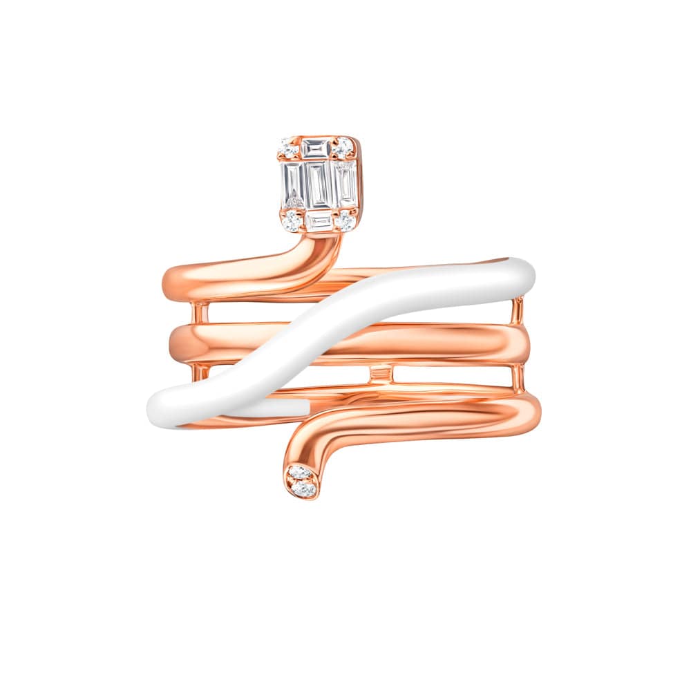 Sukar Ring White Ceramic Enamel - Samra Jewellery - Diamond Jewellery - SUKAR