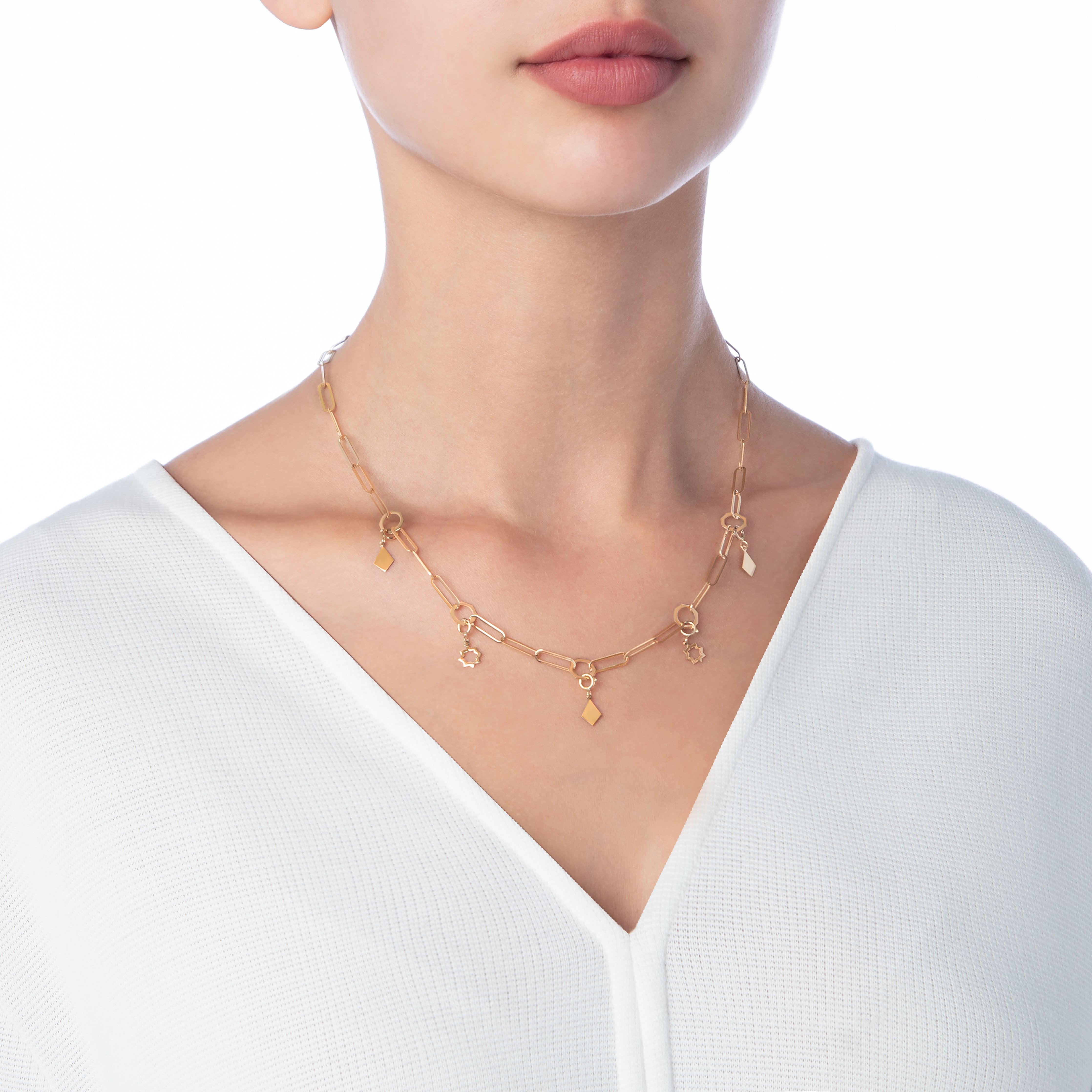 Thahab Turath Necklace with Charms - Samra Jewellery - Diamond Jewellery - TURATH