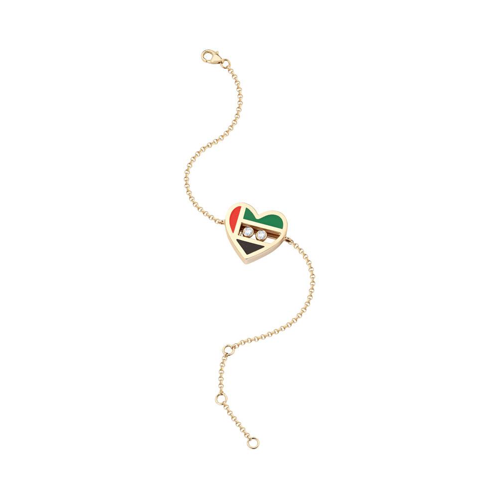 UAE Edition Heart Shape Sliding Diamonds Yellow Gold Bracelet - Samra Jewellery - Diamond Jewellery - SLIDING DIAMONDS