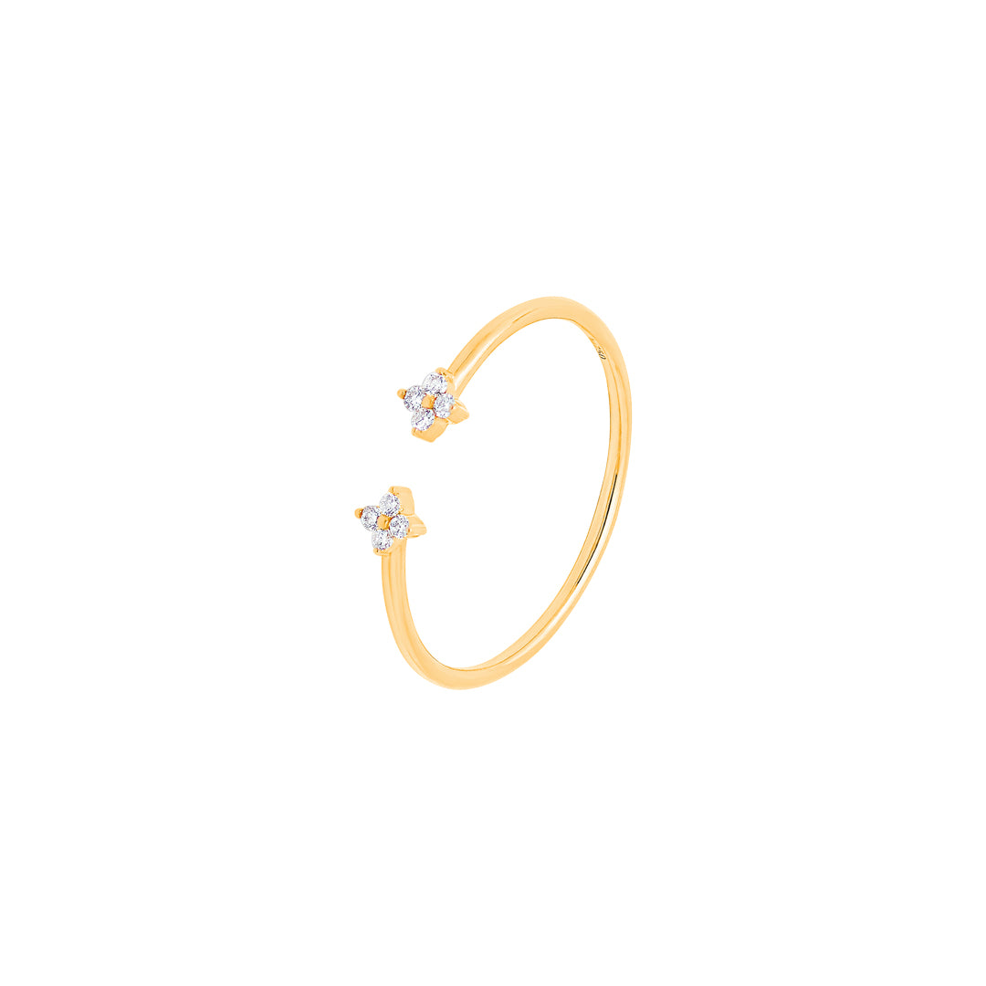 Barq Yellow Gold Diamond Flower Ring