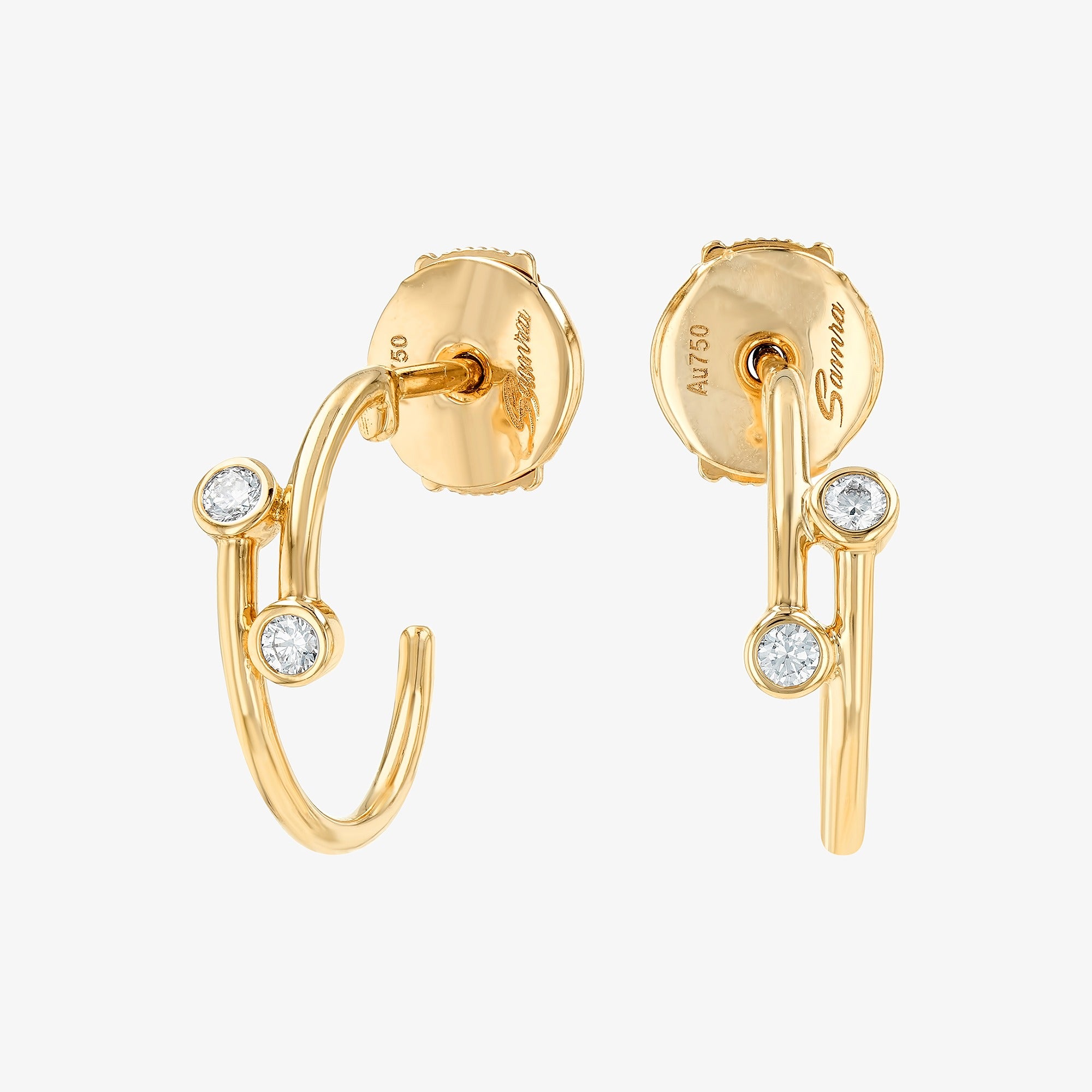 Barq Yellow Gold and Diamond Earrings