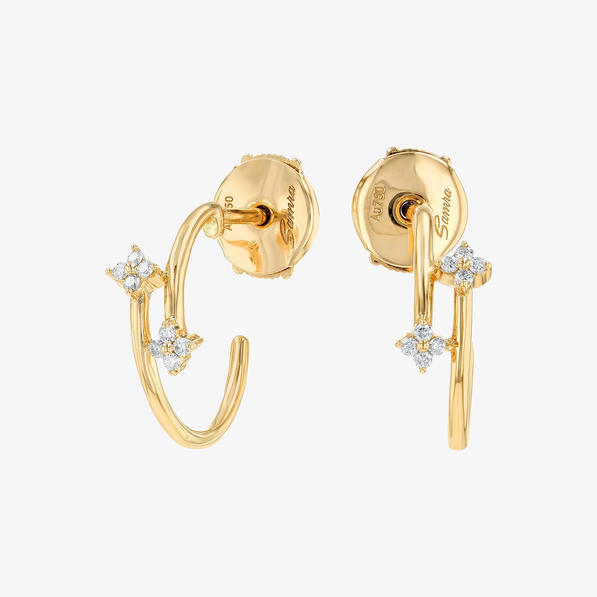 Barq  Yellow Gold and Diamond Earrings