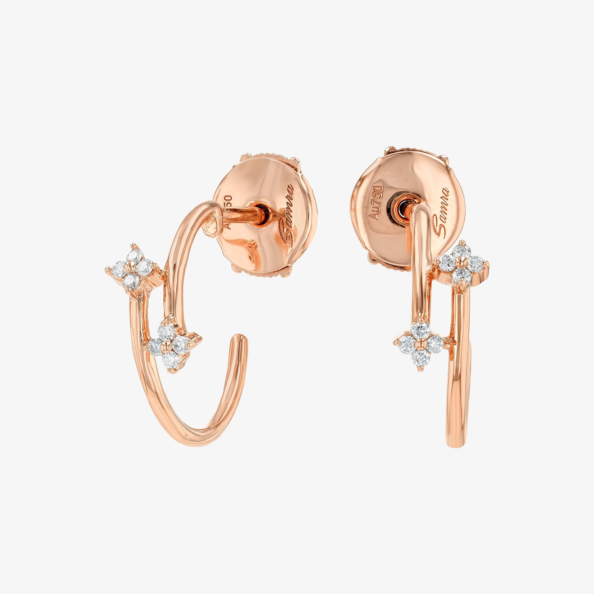 Barq  Rose Gold and Diamond Earrings