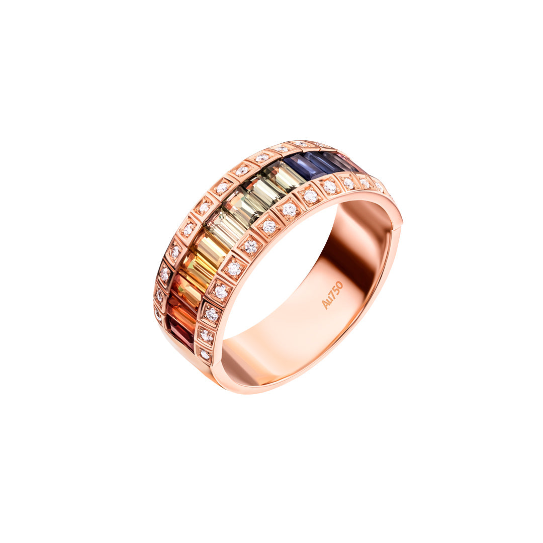 Noor Rose Gold Baguette Sapphire Half Set Band - Samra Jewellery - Diamond Jewellery - NOOR