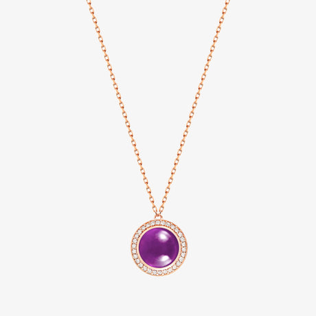 Noor Rose Gold Diamond Amethyst Necklace - NECKLACE WOMAN by Samra Jewellery