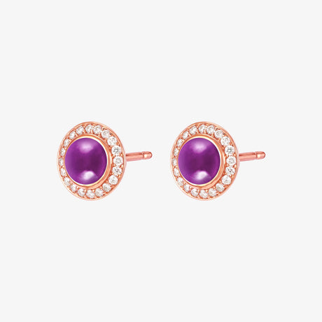 Noor Rose Gold Diamond Amethyst Earring - EARRING WOMAN by Samra Jewellery