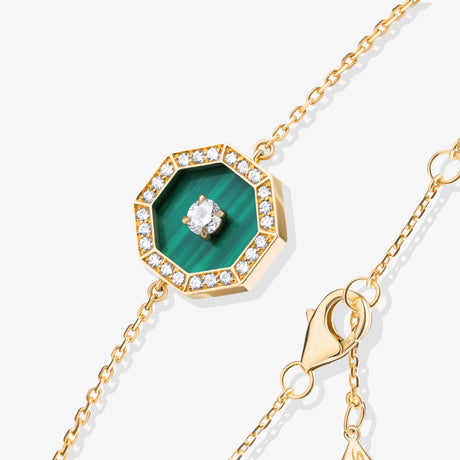 Ahjar Birwaz Yellow Gold Diamond Malachite Bracelet - BRACELET WOMAN by Samra Jewellery
