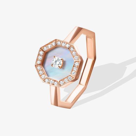 Ahjar Birwaz Rose Gold Diamond Mother of Pearl Ring - RING WOMAN by Samra Jewellery