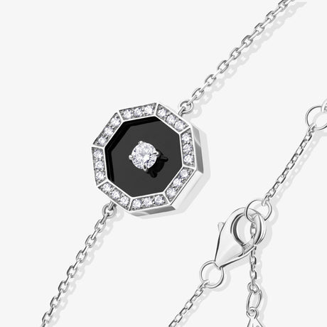 Ahjar Birwaz White Gold Diamond Black Onyx Bracelet - BRACELET WOMAN by Samra Jewellery