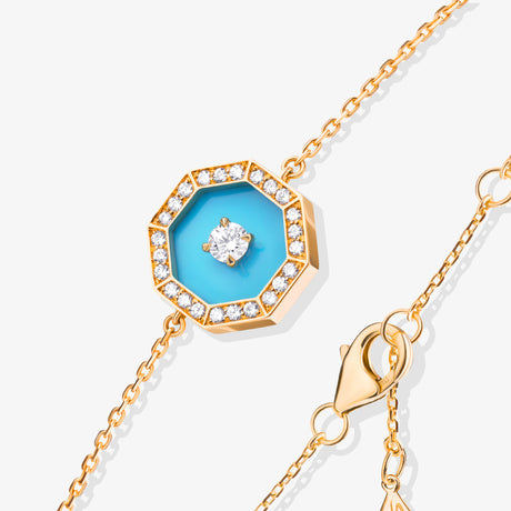 Ahjar Birwaz Yellow Gold Diamond Turquoise Bracelet - BRACELET WOMAN by Samra Jewellery