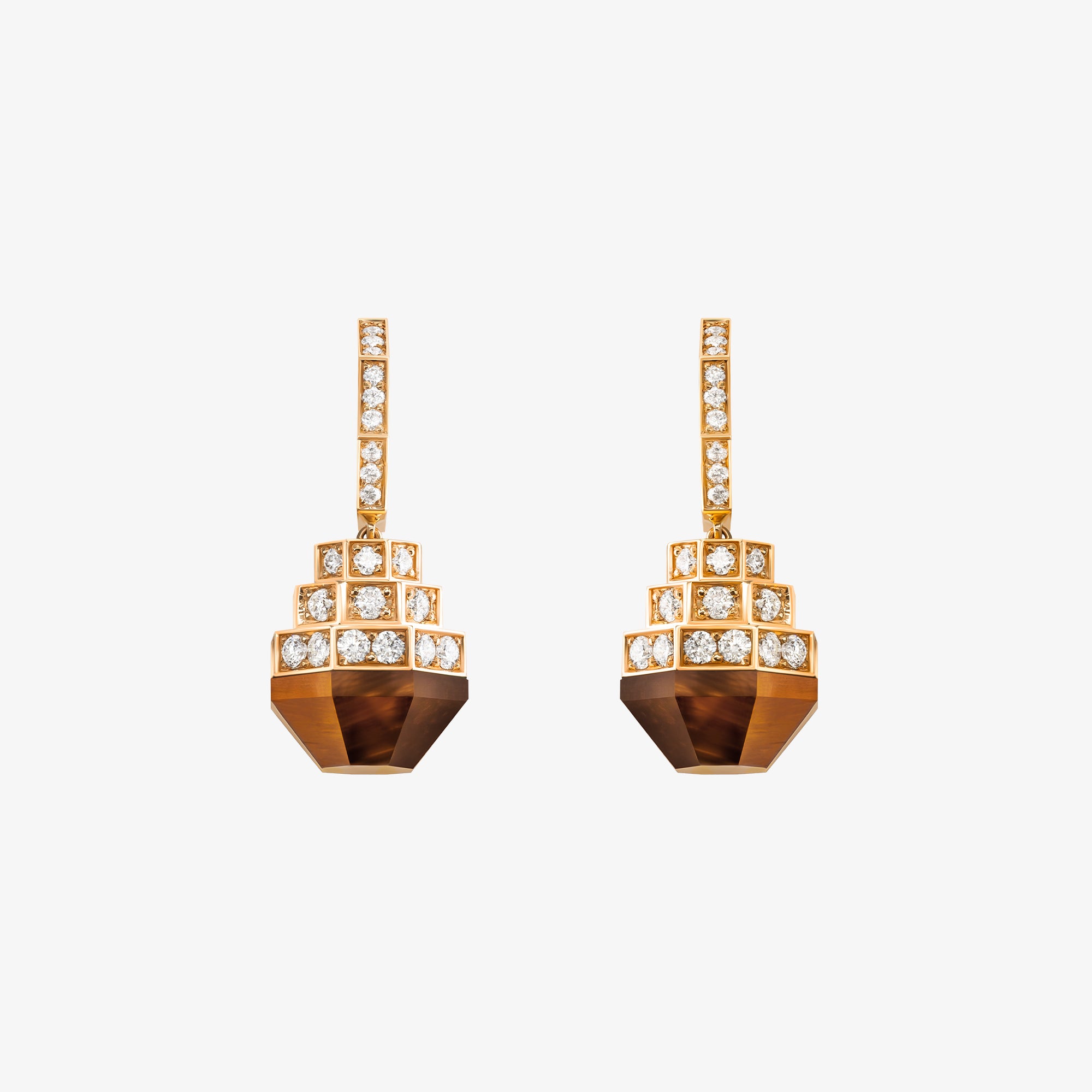 Azm Yellow Gold Tiger Eye Earring