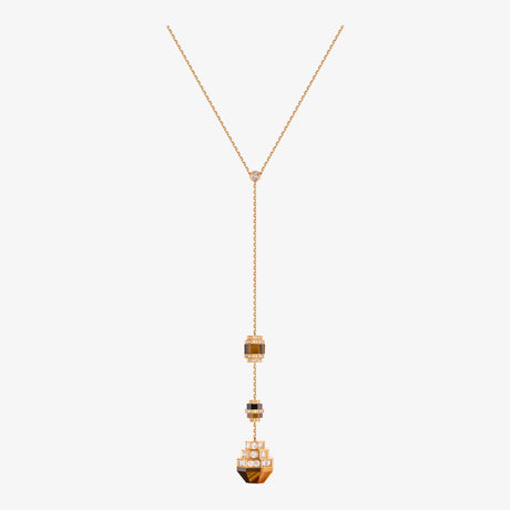 Azm Yellow Gold Tiger Eye Large Necklace - NECKLACE WOMAN by Samra Jewellery