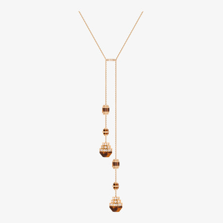 Azm Yellow Gold Tiger Eye Large Sautoir Necklace - NECKLACE WOMAN by Samra Jewellery