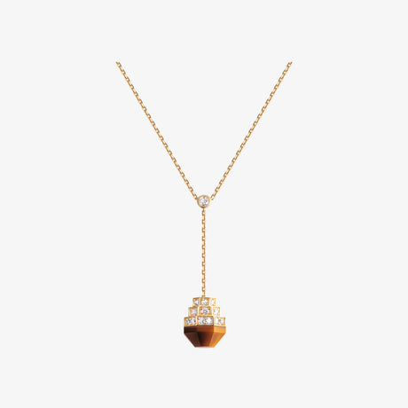 Azm Yellow Gold Tiger Eye Necklace - NECKLACE WOMAN by Samra Jewellery