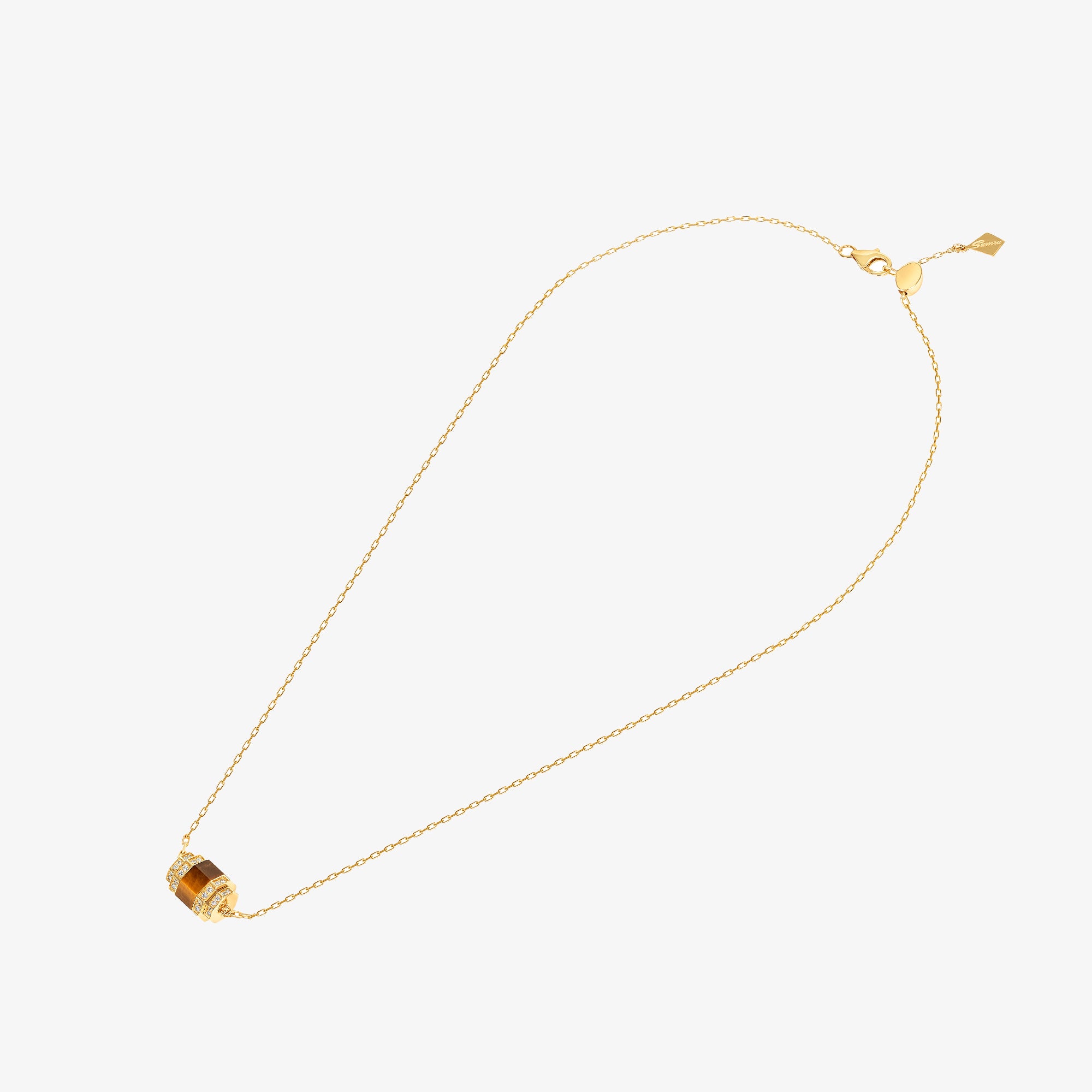 Azm Yellow Gold Tiger Eye Single Necklace