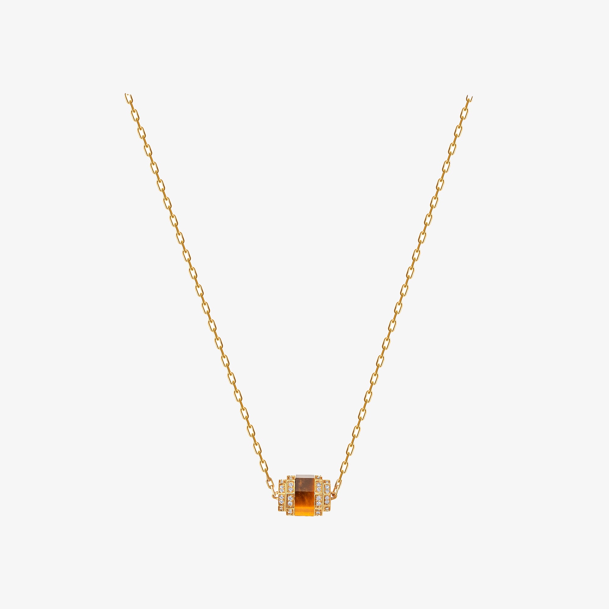 Azm Yellow Gold Tiger Eye Single Necklace