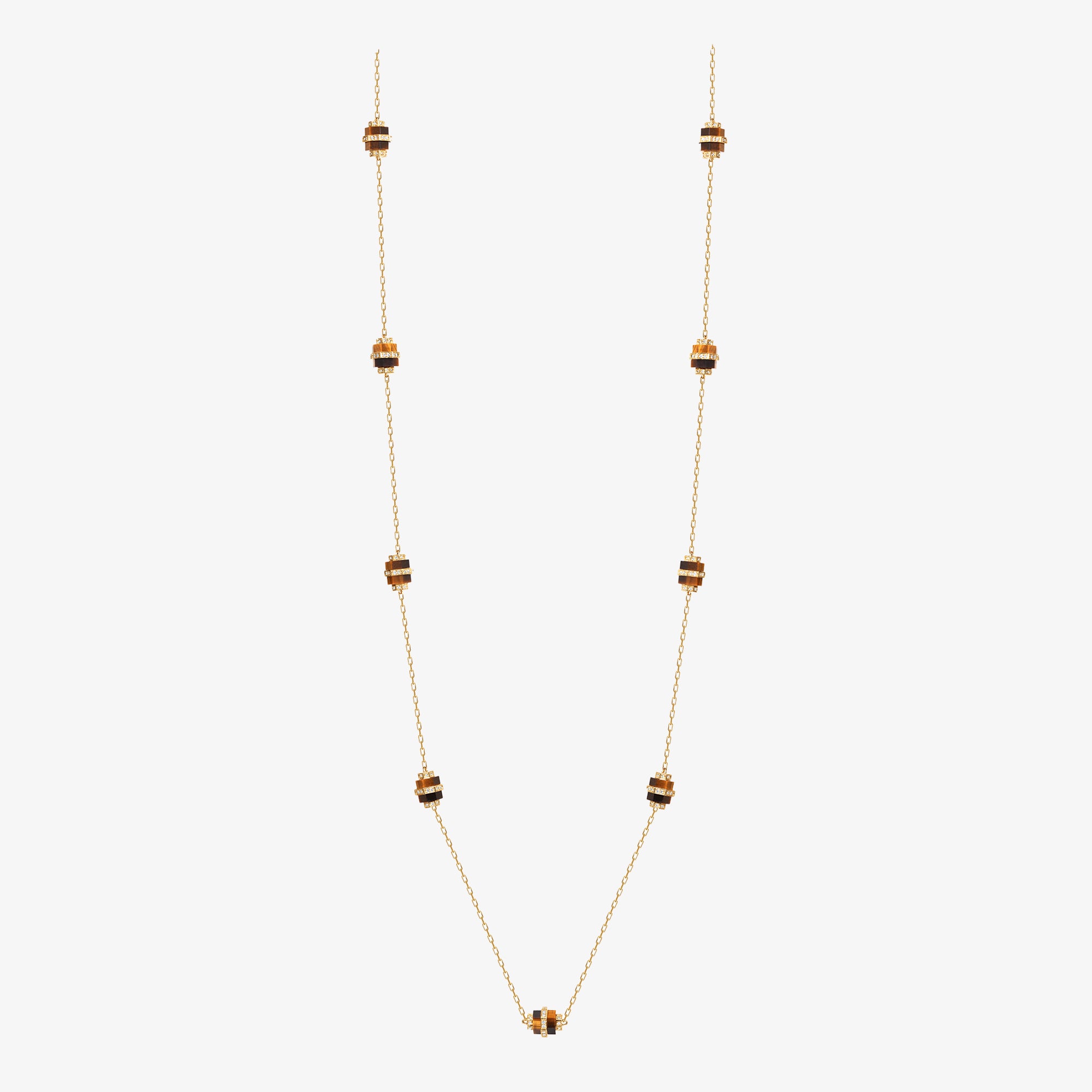 Azm Yellow Gold Tiger Eye Small Sautoir Necklace