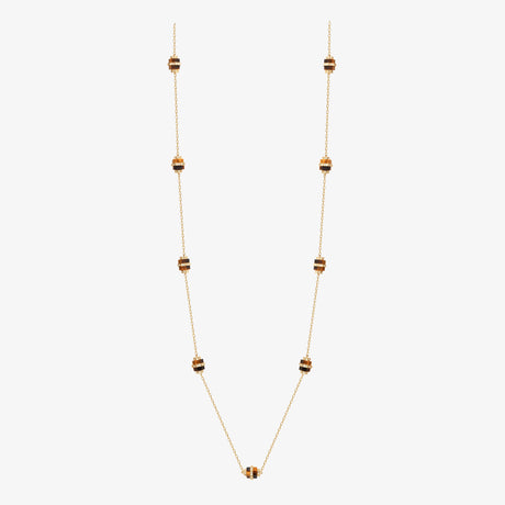 Azm Yellow Gold Tiger Eye Small Sautoir Necklace - NECKLACE WOMAN by Samra Jewellery