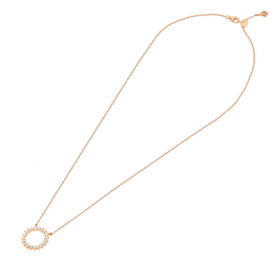 Barq Circle Rose Gold Diamond Necklace - Samra Jewellery - Diamond Jewellery - BARQ