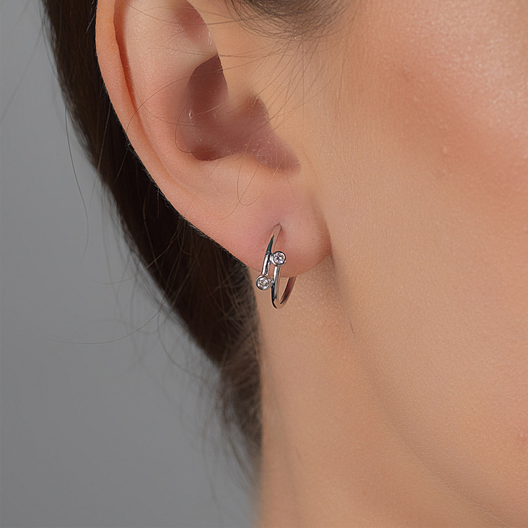 Barq  Rose White and Diamond Earrings