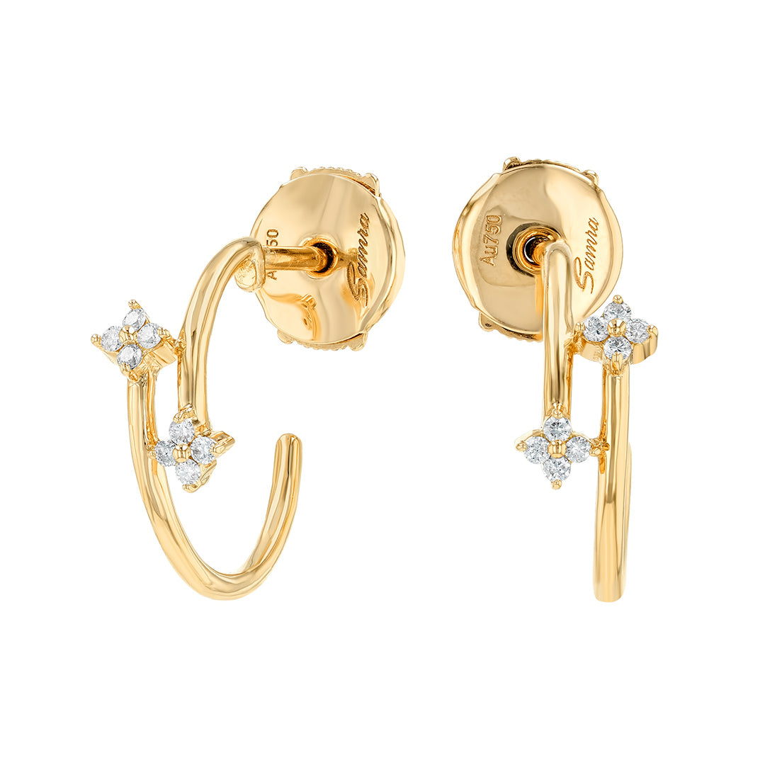 Barq  Yellow Gold and Diamond Earrings