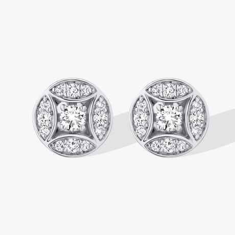 Barq Marquise Circle White Gold Diamond Stud Earrings - EARRING WOMAN by Samra Jewellery
