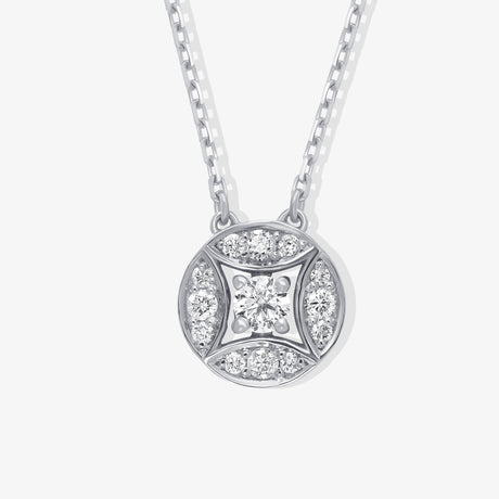 Barq Marquise Circle White Gold Diamond Necklace - NECKLACE WOMAN by Samra Jewellery