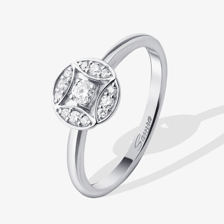 Barq Marquise Circle White Gold Diamond Ring - RING WOMAN by Samra Jewellery