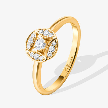 Barq Marquise Circle Yellow Gold Diamond Ring - RING WOMAN by Samra Jewellery