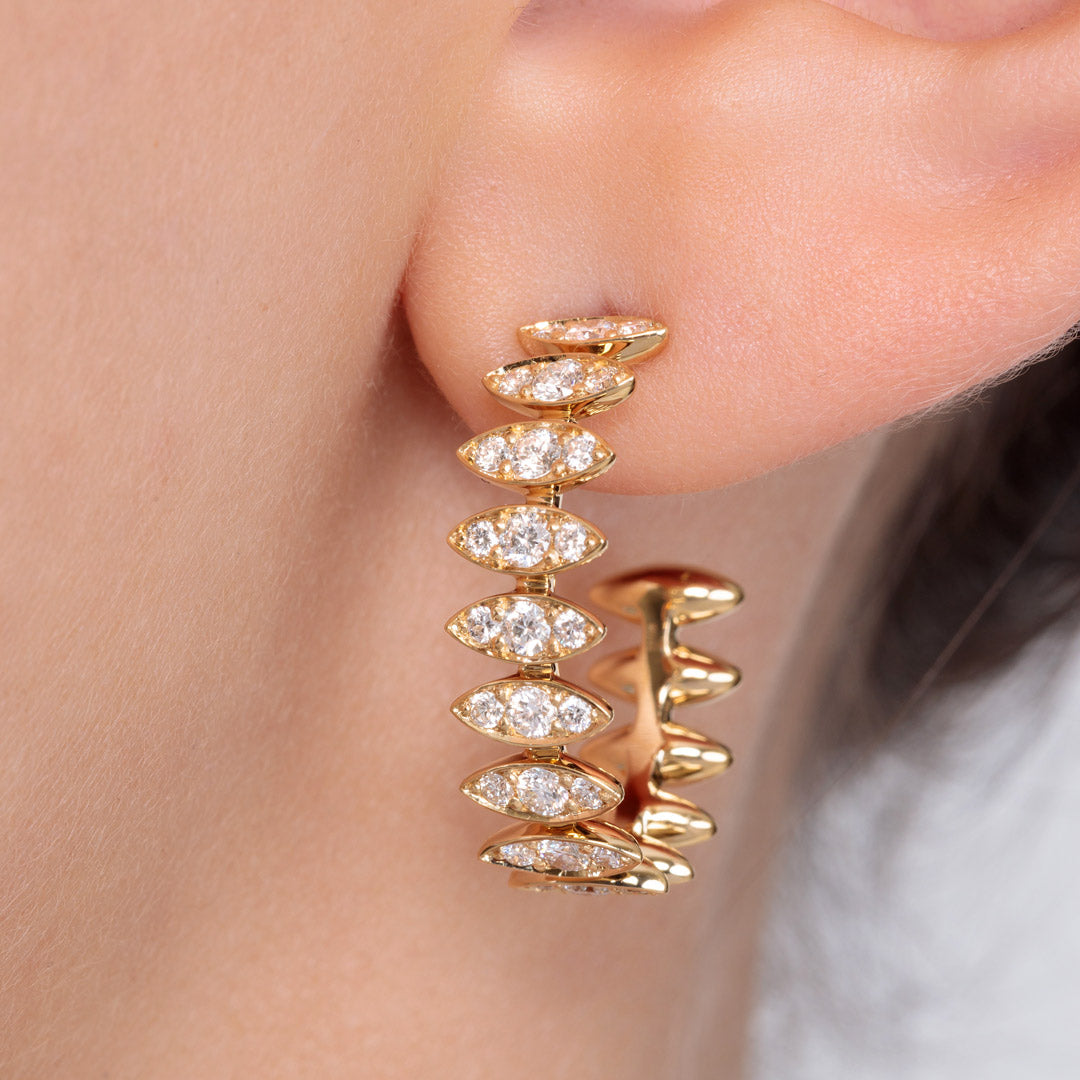 Barq Marquise Yellow Gold Diamond Large Earring - Samra Jewellery - Diamond Jewellery - BARQ