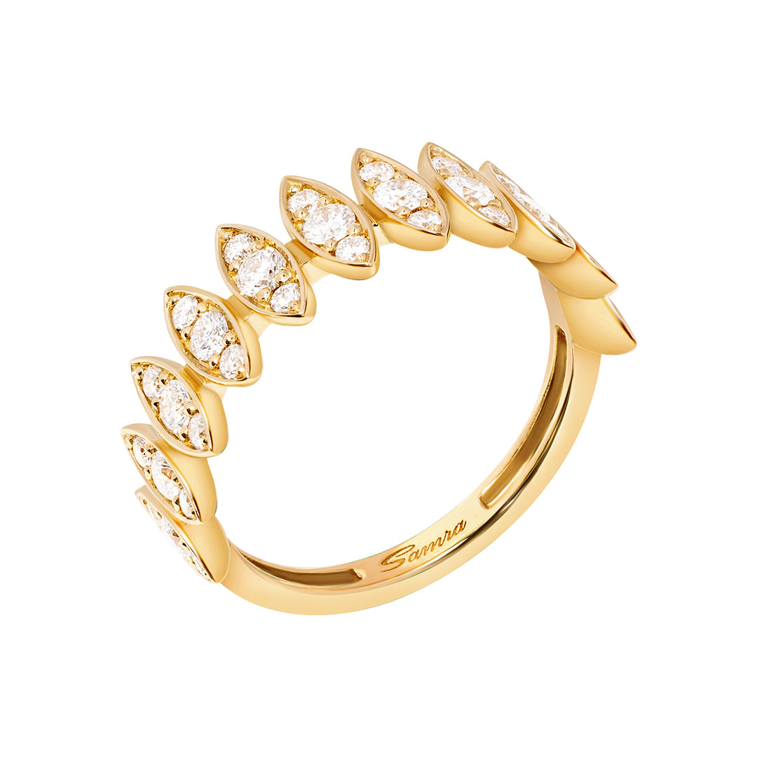 Barq Marquise Yellow Gold Diamond Large Ring - Samra Jewellery - Diamond Jewellery - BARQ